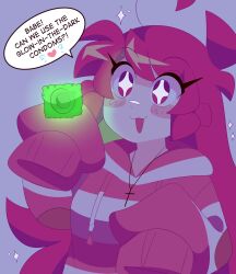 1girls :3 blush condom cute female funny glowing_condom lee_(secretnarcissist) oversized_clothes oversized_sweater pink_hair secretnarcissist sleeves_past_fingers sleeves_past_wrists star_eyes tagme