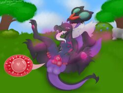 anthro breasts bush cum cum_in_pussy cum_inside female fur furry impregnation male noivern nsfw pheromones pokémon_(species) pokemon pokemon_(species) salazzle scalie sex tagme tree vaginal vaginal_penetration vaginal_sex woofington_gator yiff