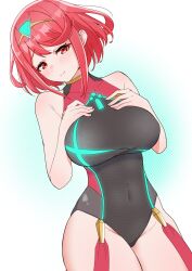 1girls breasts core_crystal female female_only kamidan nintendo pyra short_hair solo swimsuit xenoblade_(series) xenoblade_chronicles_2