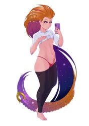 1girls 2d abs barefoot braid braided_hair cellphone commission commission_art flashing heterochromia league_of_legends multicolored_hair phone pulling_clothing pulling_down_pants raised_clothing selfie showing_panties small_breasts smile t-shirt thetdarts thong tights very_long_hair white_background yoga_pants zoe_(league_of_legends)