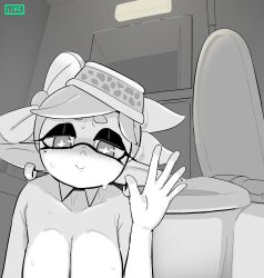 bathroom imminent_scat inkling kids_gamera livestream marie_(splatoon) monochrome nude splatoon squid_sisters yuta_agc