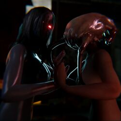 2girls 3d_(artwork) breasts breasts_out female_focus female_headcrab female_only glowing_eyes half-life half-life_2 holding_hands left_4_dead left_4_dead_2 multiple_girls naked naked_female nude nude_female the_witch valve_(company) wicked_guy_ witch_(left_4_dead) zombie_girl