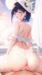 1boy 1girls animated blue_hair cowgirl_position genshin_impact sex tagme yelan_(genshin_impact) yesui