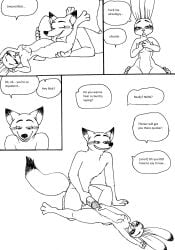 2023 3_toes 4_fingers anthro anthro_on_anthro anthro_penetrated anthro_penetrating anthro_penetrating_anthro ass balls bernielover bernielover's_college_au blush breasts canid canine claws comic cunnilingus dialogue disney duo english_text erection feet female female_penetrated finger_claws fingers fox fur genitals hi_res hindpaw humanoid_hands judy_hopps lagomorph leporid lying male male/female male_penetrating male_penetrating_female mammal monochrome nick_wilde nude oral paws penetration penile penile_penetration penis penis_in_pussy pussy rabbit scut_tail sex short_tail smile speech_bubble tail teeth text toes tongue tongue_out vaginal_penetration vaginal_penetration zootopia