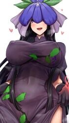 1girls :d akehi_yuki black_hair exposed_breasts exposed_nipples female female_focus female_only gloves heart heart-shaped_pupils light-skinned_female light_skin long_hair no_bra no_panties touhou turtleneck unfinished_dream_of_all_living_ghost very_long_hair yomotsu_hisami