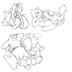 chocobo cum cyndaquil flygon male mew nintendo penis pokemon pokemon_(species) quilava sketch straight_hair totodile video_games