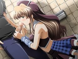 cg eroge fellatio game_cg kashiwara_sarina katakura_shinji kira_kira licking_penis oral overdrive tagme