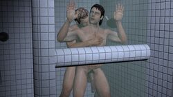 3d against_glass anal_penetration anal_sex animated black_hair blonde_hair erect_nipples eyes_rolling_back flaccid_while_penetrated floppy_cock gay hand_on_glass kissing_shoulder large_penis male sex shower source_filmmaker thrusting_into_ass