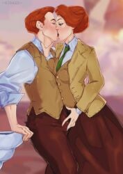 bioshock bioshock_infinite boobs kirass kissing lutece red_hair robert_lutece rosalind_lutece selfcest