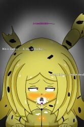 1girls after_oral anthro blowjob cum cum_in_mouth cum_inside fellatio female female_only five_nights_at_freddy's five_nights_in_anime fnia genderswap_(mtf) humanoid male_pov nude point_of_view pov rule_63 solo springtrap springtrap_(fnaf) springtrap_(fnia) tagme