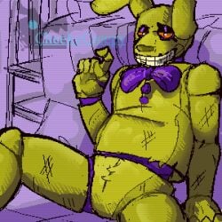 1boy animatronic anthro cheekycreepy five_nights_at_freddy's five_nights_at_freddy's_3 fnaf hi_res inviting looking_at_viewer male male_only partially_clothed rabbit solo solo_focus springtrap springtrap_(fnaf) william_afton