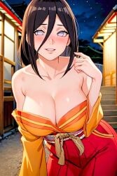 1girls ai_generated bare_breasts bare_chest bare_shoulders blush boruto:_naruto_next_generations breast_focus breasts_bigger_than_head brown_hair busty clothed_female clothing collarbone drunk elsadfn female female_only hakama hakama_skirt hourglass_figure huge_breasts hyuuga_hanabi kimono kimono_down large_breasts long_hair looking_at_viewer nai_diffusion naruto naruto_(series) no_bra open_clothes oppai outdoors pinup purple_eyes skirt smile solo solo_focus stable_diffusion upper_body wide_hips wide_sleeves yukata