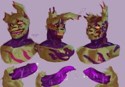 anthro cheekycreepy erection five_nights_at_freddy's fnaf fur furry_only humanoid looking_pleasured male male_only nude penis rabbit scars_all_over scottgames solo solo_male springtrap springtrap_(fnaf) tentacle