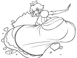 1girls axel-rosered big_butt black_and_white bubble_butt butt butt_expansion butt_focus clothing cropped dumptruck_butt fat_ass female female_only huge_butt line_art mario_(series) nintendo open_mouth peach_bomber princess_peach smile smiling solo super_smash_bros.