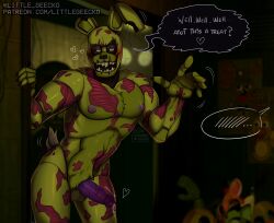 1boy animatronic anthro balls black_nose blush blush_lines blushed breasts chest_hair cotton_tail cum dark_eyes dialogue dialogue_box english english_text erect_penis erection faceless_character faceless_male five_nights_at_freddy's five_nights_at_freddy's_3 fnaf fur gay green_body green_fur green_skin half-closed_eyes heart hi_res humanoid imminent_sex interrogation inviting inviting_to_sex leaking leaking_precum littlegeecko living_machine looking_at_another looking_at_viewer machine male male/male male_anthro male_focus male_only mammal movement_lines night_guard_(fnaf) nipples nude open_mouth penile penis penis_out precum precum_drip presenting presenting_penis purple_penis question question_mark rabbit rabbit_ears red_skin robot scottgames sharp_teeth smile smiling smiling_at_viewer solo solo_focus solo_male springtrap springtrap_(fnaf) standing tail teeth testicles text text_bubble wide_hips