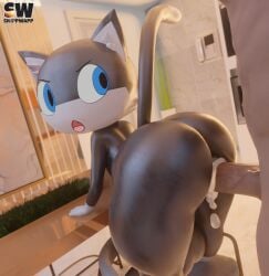 3d_(artwork) anal anal_sex animal_humanoid annoyed anthro anthro_penetrated ass atlus balls big_ass big_balls big_butt black_and_white_fur black_body blender_(software) blender_eevee blue_eyes bodily_fluids cat_humanoid cum cum_drip cum_in_ass cum_inside digital_media_(artwork) domestic_cat dripping duo faceless_character faceless_male felid felid_humanoid feline feline_humanoid felis femboy from_behind_position genital_fluids genitals hi_res huge_ass huge_butt huge_filesize human human_on_anthro human_penetrating human_penetrating_anthro humanoid interspecies kitchen looking_back male male/male male_penetrated male_penetrating male_penetrating_male mammal mammal_humanoid megami_tensei megami_tensei_persona morgana_(persona) nude open_mouth penetration penis sega sex size_difference smaller_male snippwapp tail teapot_(body_type) thick_thighs white_body wide_hips