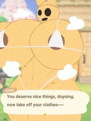 animal_crossing ass big_ass big_breasts big_butt breasts coco_(animal_crossing) hips text thick_ass thick_thighs videogamedunky