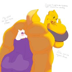 2d 2d_(artwork) 2d_artwork alphys big_breasts bra color coltetbe dialogue english english_dialogue english_text glasses large_breasts large_butt robe sitting_on_person size_difference tagme tail talking text toriel undertale undertale_(series)