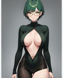 1girls ai_generated bodysuit breasts cleavage cleavage_cutout fangame fangame_character female female_only first_porn_of_character fit_female florinia_(pokemon_reborn) florinia_sevilla glasses green_eyes green_hair gym_leader hi_res highres looking_at_viewer pokemon pokemon_fangame pokemon_reborn short_hair