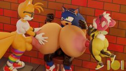 3d anthro ass balls big_ass big_breasts breasts busty busty_boy chip_(sonic) femboy gay huge_breasts large_breasts male_only male_with_breasts nipple_penetration nipplefuck onehundredandone penis sonic_(series) sonic_the_hedgehog sonic_the_hedgehog_(series) tails tails_the_fox thick_thighs what