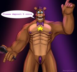 2022 abs absurd_res andromorph animatronic anthro areola barazoku bear biceps black_nose blue_eyes blush blush_stickers bow_tie brown_body brown_fur clitoris clothing cuntboy dialogue digital_media_(artwork) english_text eyebrows five_nights_at_freddy's freddy_fazbear's_pizzeria_simulator fur genitals hat headgear headwear hi_res holding_microphone holding_object humanoid_genitalia humanoid_pussy intersex intersex_only machine mammal microphone mostly_nude muscular muscular_andromorph muscular_anthro muscular_intersex nastybluepal nipples open_mouth open_smile pecs purple_pussy pussy robot rockstar_freddy scottgames smile solo speech_bubble star talking_to_viewer tan_body tan_fur teeth text top_hat whisker_spots