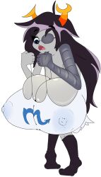 arching big_breasts coltetbe disgusted dress glasses homestuck hyper_breasts large_breasts large_nipples suprised transparent_clothing vriska_serket wide_eyed