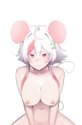 absurd_res animal_humanoid big_breasts breasts erroten female hair hi_res humanoid looking_at_viewer mammal mammal_humanoid mouse_humanoid mousey_(vkontakte) multicolored_hair murid murid_humanoid murine murine_humanoid pink_eyes rodent rodent_humanoid solo vkontakte white_hair