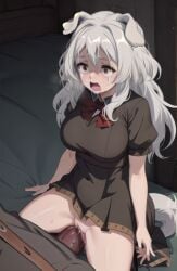 1girls ahe_gao ai_generated cum dog_ears dog_girl dog_tail female grey_hair interspecies mushoku_tensei petite pursena_adoldia pussy rape red_eyes sex slim teenager uncensored vaginal_penetration white_hair