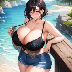 ai_generated beach big_ass big_breasts milf neko47 oyuki_hayashi