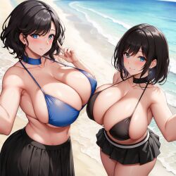 ai_generated beach big_ass big_breasts bikini milf neko47 oyuki_hayashi yuri