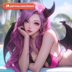 ai_generated anemi beach breasts demon succubus succubus_horns succubus_wings swimming