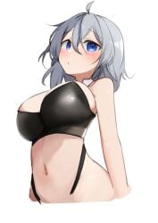 "the_goat" big_breasts big_eyes big_hips blue_eyes blush_lines blushing_at_viewer bra breasts cute daebom female female_only fv-4005 looking_at_viewer silver_hair slim_waist suprised view_from_below