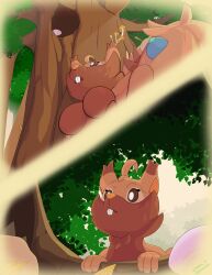 absurd_res anthro berry curious food fruit fungus generation_8_pokemon greedent hi_res jaylus_t_meowstic male mushroom nintendo outside plant pokemon pokemon_(species) solo tagme tree