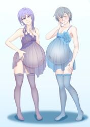 2boys ashe_ubert belly big_belly crossdressing femboy fire_emblem fire_emblem:_three_houses girly lingerie male male_only male_pregnancy multiple_boys nightgown nintendo outie_navel panties pregnant pregnant_male purple_hair purple_panties see-through silkyomega thighhighs underwear yuri_leclerc