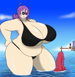 chubby huge_breasts huge_thighs igphhangout original purple_hair shelly_(igphhangout) sunglasses tagme