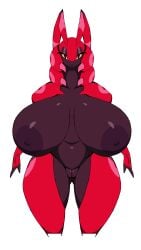 2020 absurd_res antennae_(anatomy) anthro areola arthropod belly big_areola big_breasts biped black_areola black_body black_nipples breasts brown_eyes exoskeleton eyelashes female front_view generation_5_pokemon genitals half-closed_eyes hi_res huge_breasts lidded_eyes looking_at_viewer markings multicolored_body narrowed_eyes navel nintendo nipples noriega nude pink_markings pokemon pokemon_(species) pokemorph portrait pussy red_body scolipede simple_background slightly_chubby solo standing symmetry thick_thighs three-quarter_portrait white_background wide_hips yellow_sclera