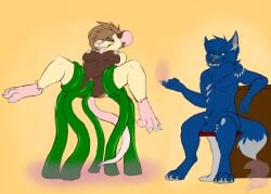 anthro binder_(restraint) canid canine canis double_penetration duo female looking_pleasured magic male male/female mammal murid murine noodle_(disambiguation) penetration rat restraints rodent shade_art summoning tentacle wolf