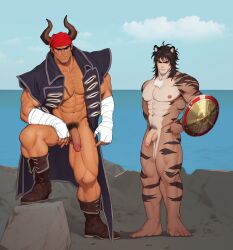 bara gay hairy libra_dohko naked saint_seiya taurus_aldebaran yaoi