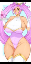 bunnysuit dick_sucking_lips guilty_gear huge_breasts kuradoberi_jam pink_hair spookiebuni thick_thighs