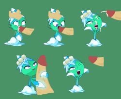 blowjob cock cum cum_in_mouth cum_on_face dick krackdown9 missile_toe_(pvz) one_eye_closed open_mouth penis plant plants_vs_zombies popcap_games semen snow