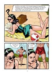 beach black_hair comic nicky swimsuit