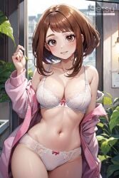 ai_generated lingerie my_hero_academia ochako_uraraka patreon patreon_username setsuaiart tagme underwear watermark