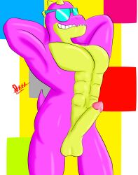 brawl_stars buzz_(brawl_stars) dani_(artist) dinosaur gay kaiju_buzz_(brawl_stars) male_only muscles penis purple_skin supercell