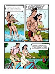 black_hair comic couple_(romantic) nicky stockings swimsuit