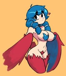 avian_humanoid blue_hair breasts cute docecaedrus harpy harpy_(terraria) heart terraria wings