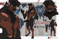 anthro areola balls biped bison bovid bovine color_swatch elwood_(englar) fingers genitals hooves horn humanoid_genitalia humanoid_penis male mammal map model_sheet nerton nipples penis qr_code solo tail tail_tuft tuft vein veiny_penis