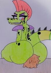 2022 ass ass_on_face big_penis crocodile crocodilian crocodylid du duo_focus facesit facesitting five_nights_at_freddy's gigantic_ass huge_ass human looking_back looking_back_at_partner montgomery_gator_(fnaf) traditional_media_(artwork) zackthehedgeho6