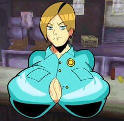 1girls alternate_breast_size angry angry_face big_breasts blonde_hair breasts bulge bulge_through_clothing cybil_bennett dead_by_daylight female female_only huge_breasts huge_nipples hyper hyper_breasts konami large_breasts nipple_bulge nipples silent_hill silent_hill_1 tagme teal_eyes weaponizedpornography white_female