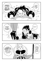 1boy 1girls angel_(dragon_ball) cabba comic dragon_ball dragon_ball_super female funsexydragonball high_heels long_hair page_6 ponytail tagme vados