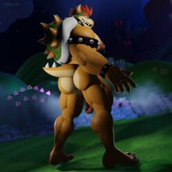 3d_(artwork) 5_fingers 5_toes absurd_res anthro anus ass balls belly big_butt big_muscles big_penis blush bowser circumcised dark_environment digital_media_(artwork) erection feet fingers foot_fetish fur genitals hi_res humanoid_feet humanoid_genitalia humanoid_penis koopa large_breasts male male_only mario_(series) multicolored_body multicolored_fur muscular muscular_anthro muscular_male naked naked_male nature nintendo nipple_piercing nipples nude pecs penis piercing plantigrade public_nudity puffy_nipples rear_view reptile scalie scenery solo super_mario_bros._wonder thick_thighs toes turtle zhecklar